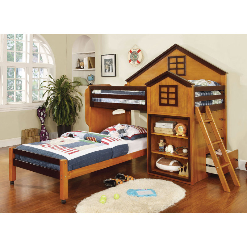 A&J Homes Studio Rachel Twin over Twin LShaped Bunk Beds with Storage